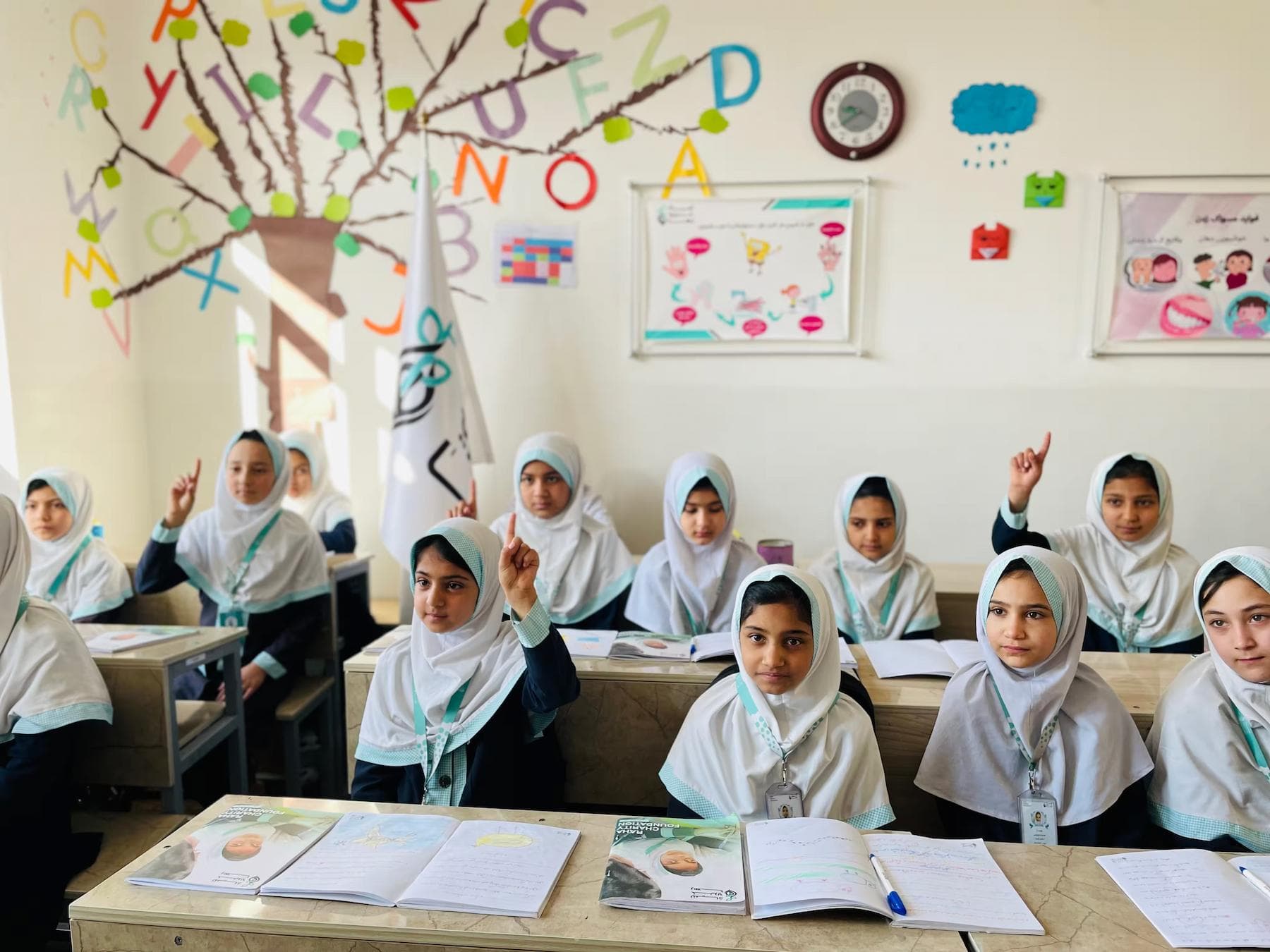 Girls are in classroom